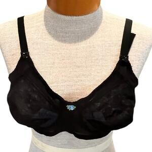 Vintage 1950s Kiki Womens Bra Black Lace Sheer Size VTGE 36C M/L NWOT